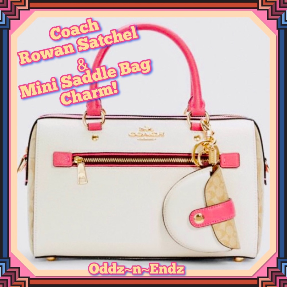 SOLD❌ FINAL PRICE MARKDOWN!/Coach RowanSatchel Colorblock/Mini SaddleBag Charm